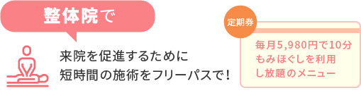 来院を促進するために短時間の施術をフリーパスで！